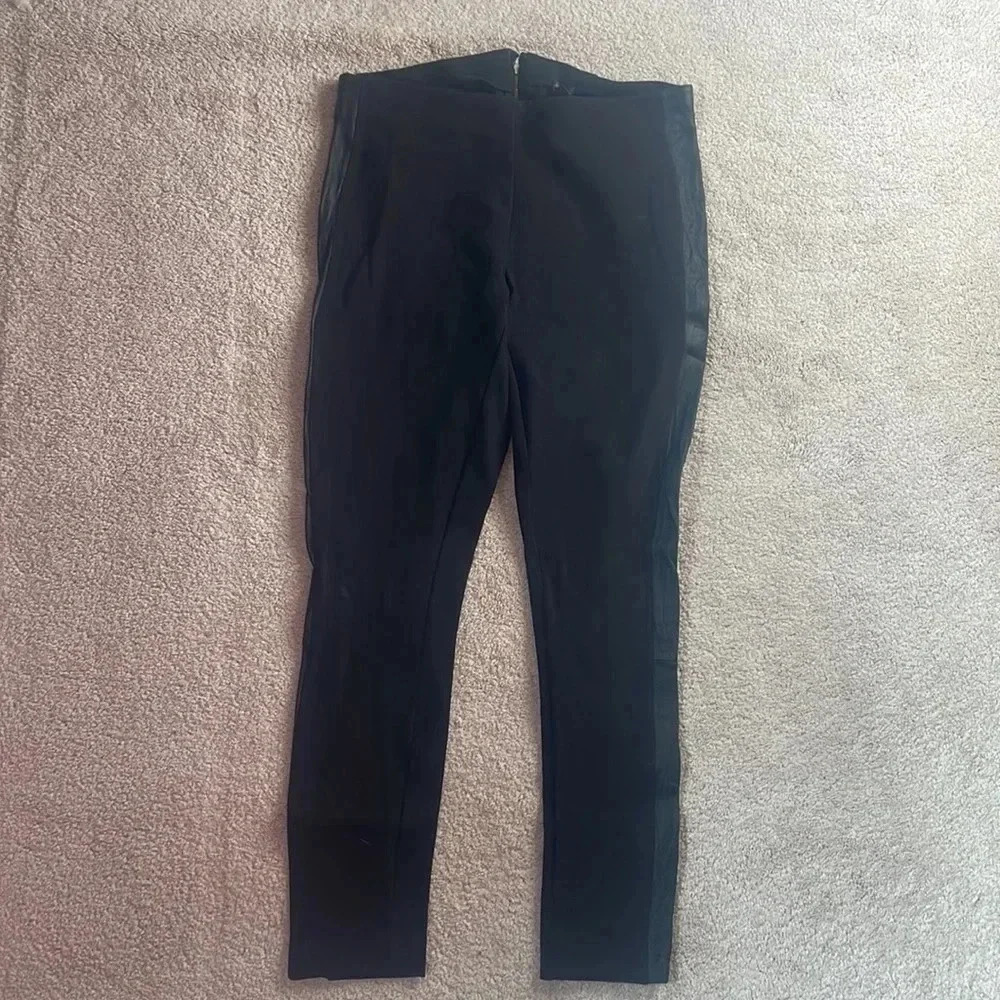 J. Crew Black Pants‎ with Faux leather stripe 6
